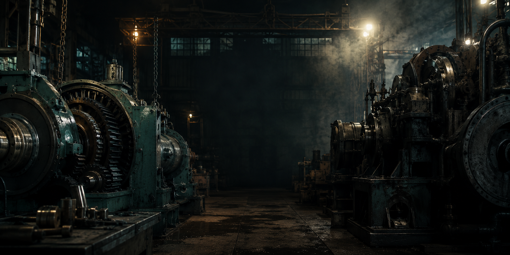 Rotating industrial machinery in a workshop